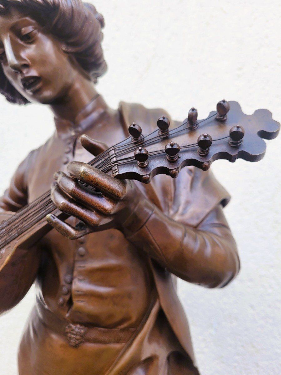 Paul Dubois, The Florentine Singer Of The 15th Century, Signed Bronze, 19th Century photo for sale