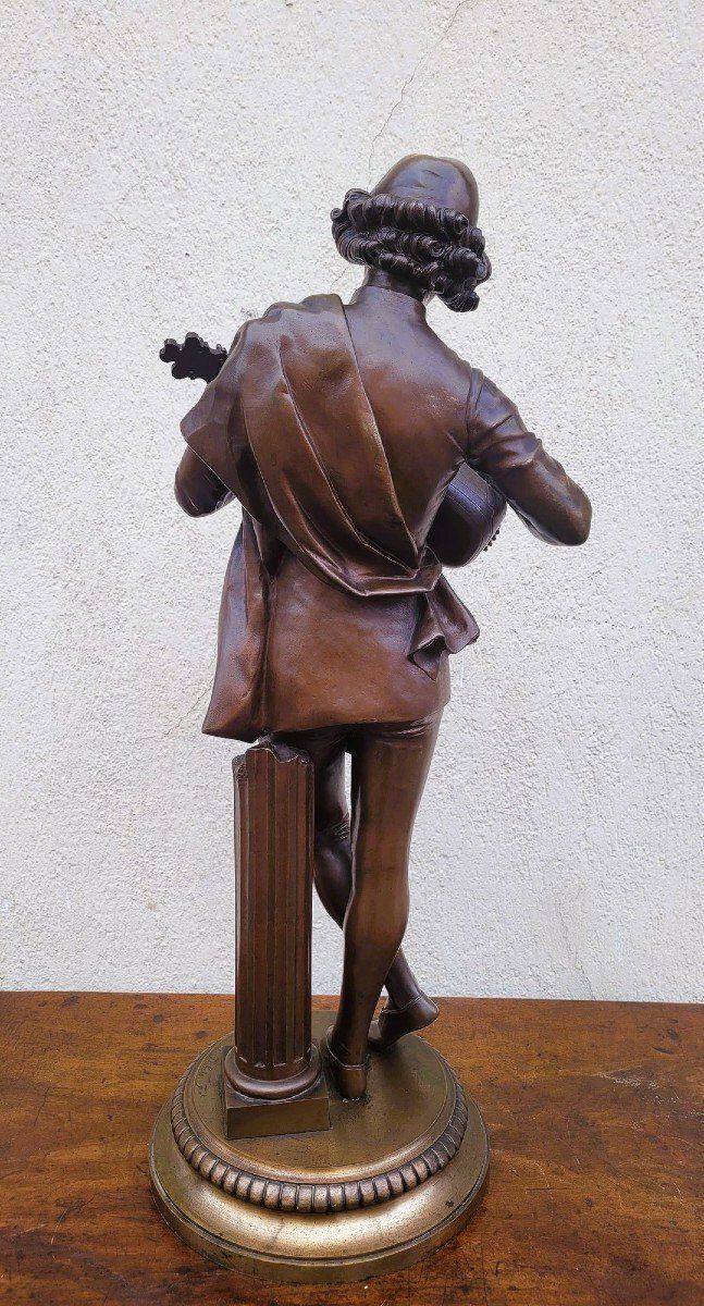 Paul Dubois, The Florentine Singer Of The 15th Century, Signed Bronze, 19th Century photo buy