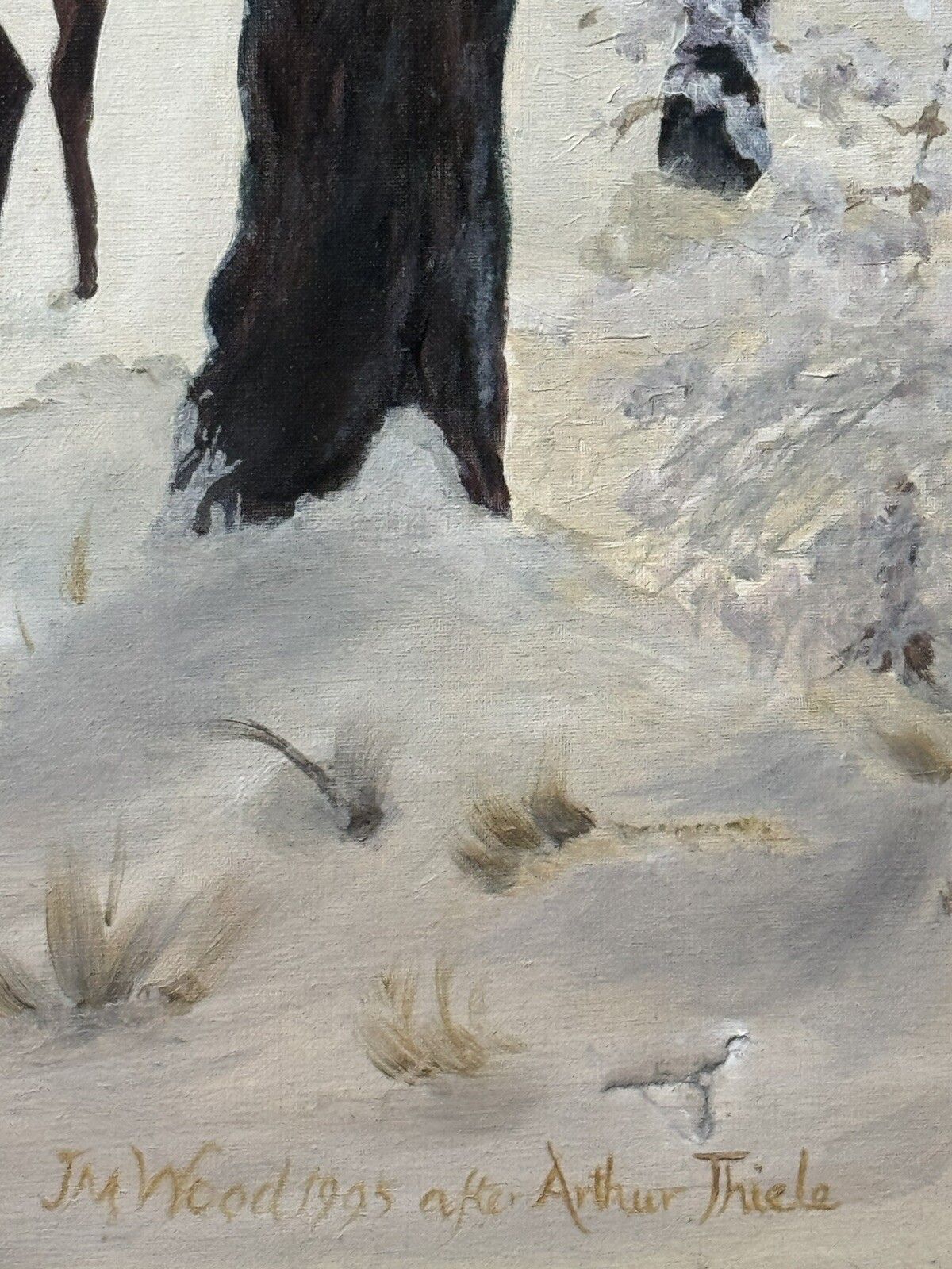 950.0 Mid 20th Century 'The Spooking Of The Doe' Winter Scene By Artist J M Wood photo