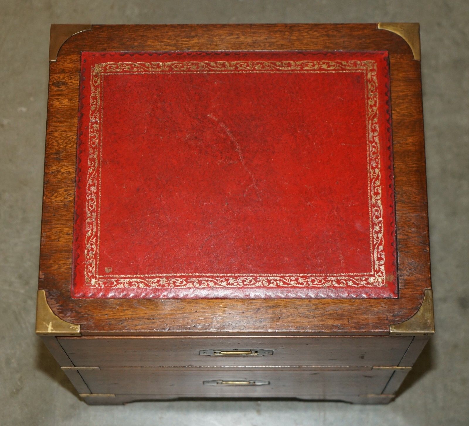 Pair Of Harrods Kennedy Military Campaign Side End Table Drawers Oxblood Leather photo 1500.0