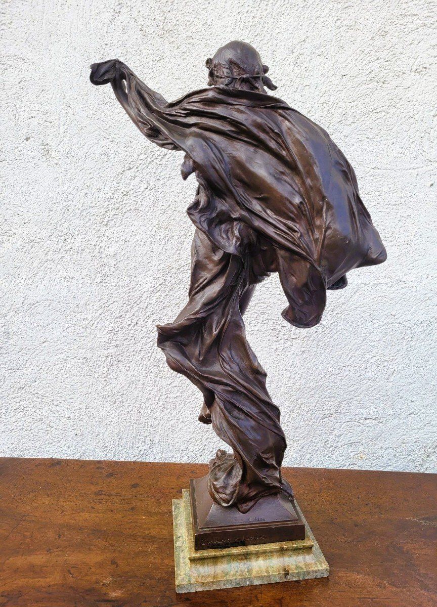photo furniture E Marioton, Pompeian Dancer, Signed Bronze, Late 19th Early 20th Century