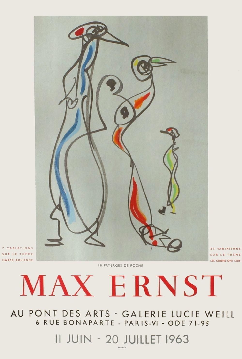 1963 Max Ernst Lucie Weill Gallery Exhibition Lithograph Poster photo furniture