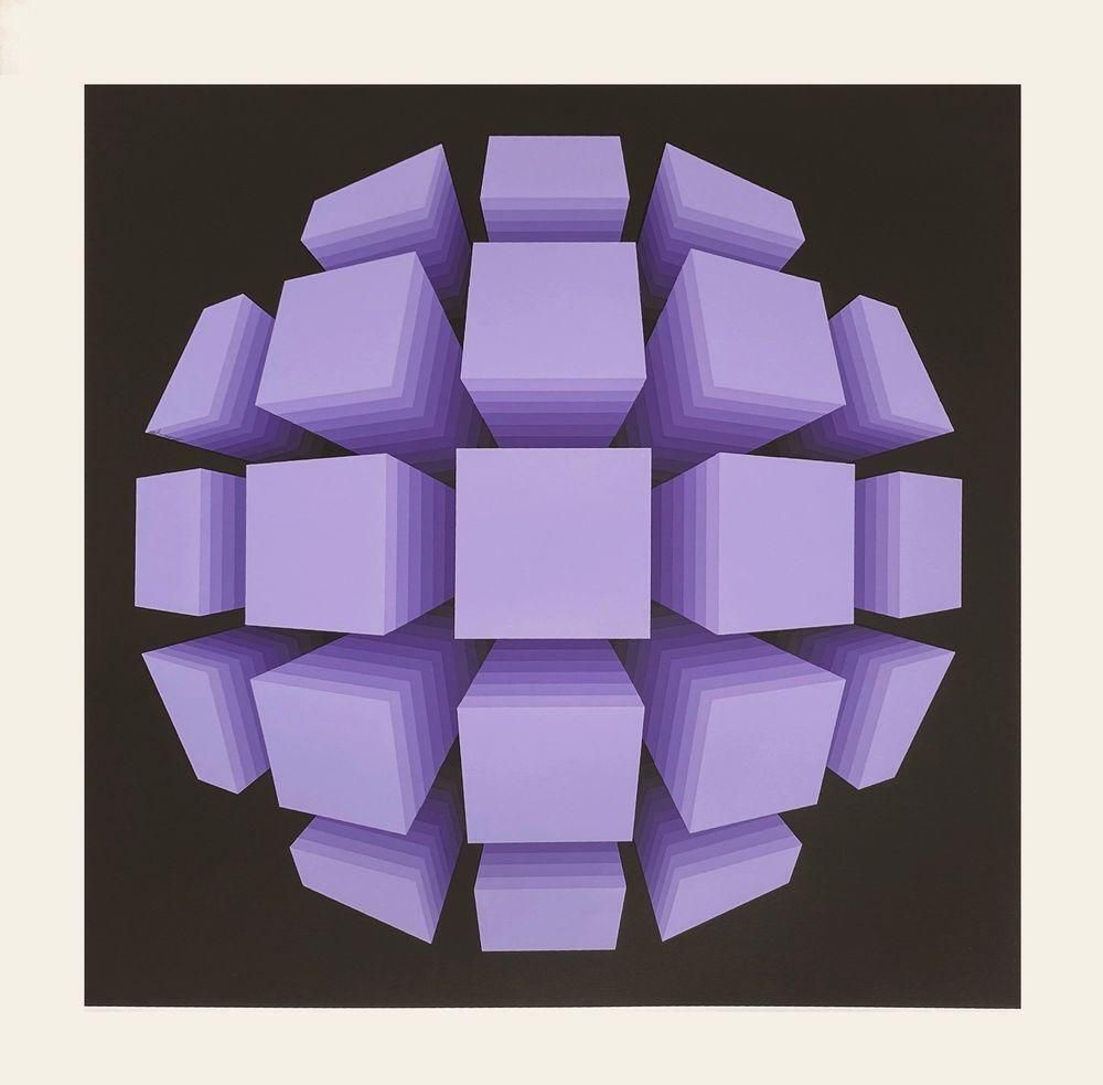 1974 Patrice Allart Square Sphere Op Art Screenprint