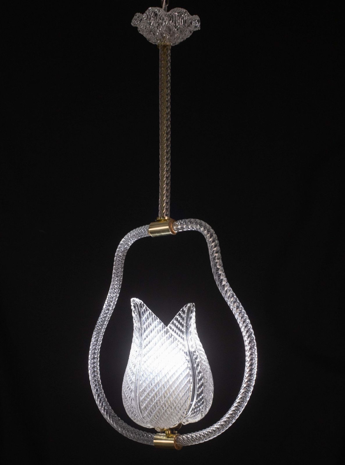 photo furniture Trasparent Jewel Murano Glass Chandelier By Barovier E Toso, 1950s