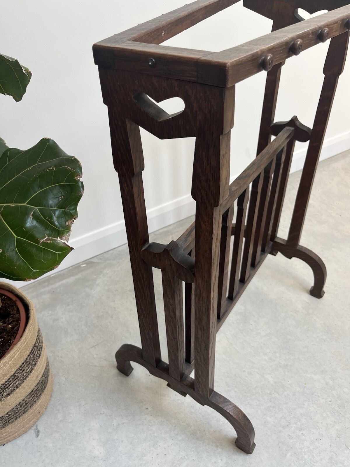 Asymmetric Arts & Crafts Oak Towel Rail photo vintage