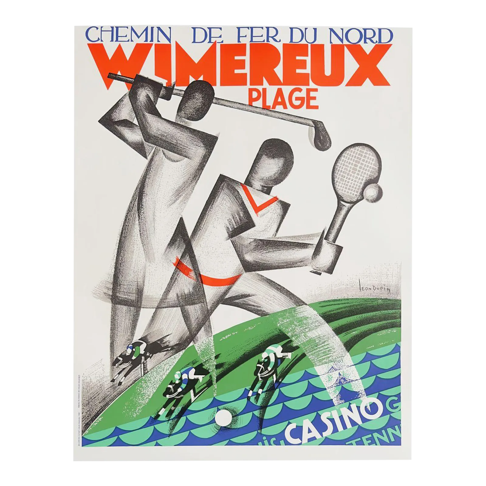 1929 Wimereux Plage Art Deco Poster 1989 Lithograph Reissue