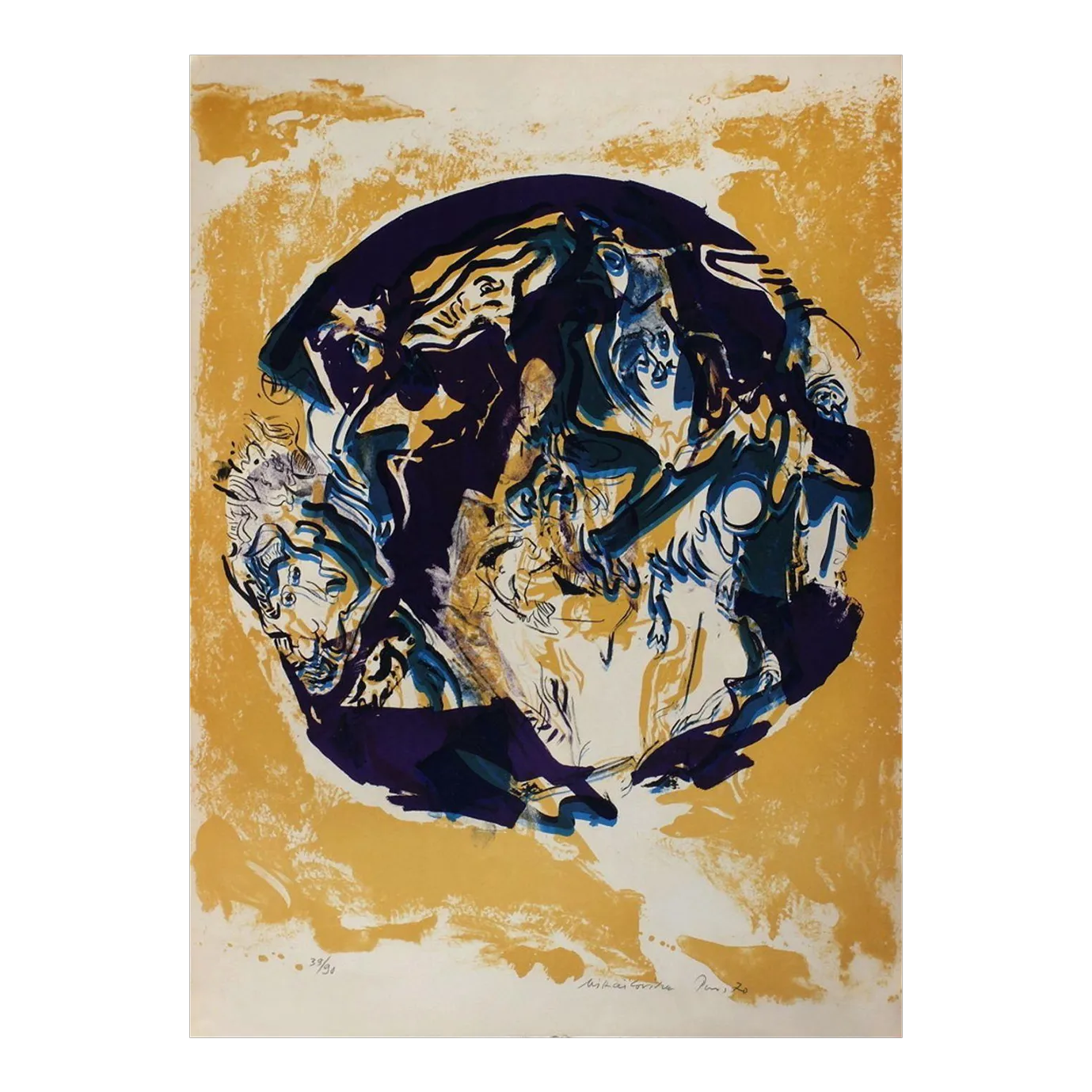 1970 Milorad Mihailovitch Personnages Lithograph