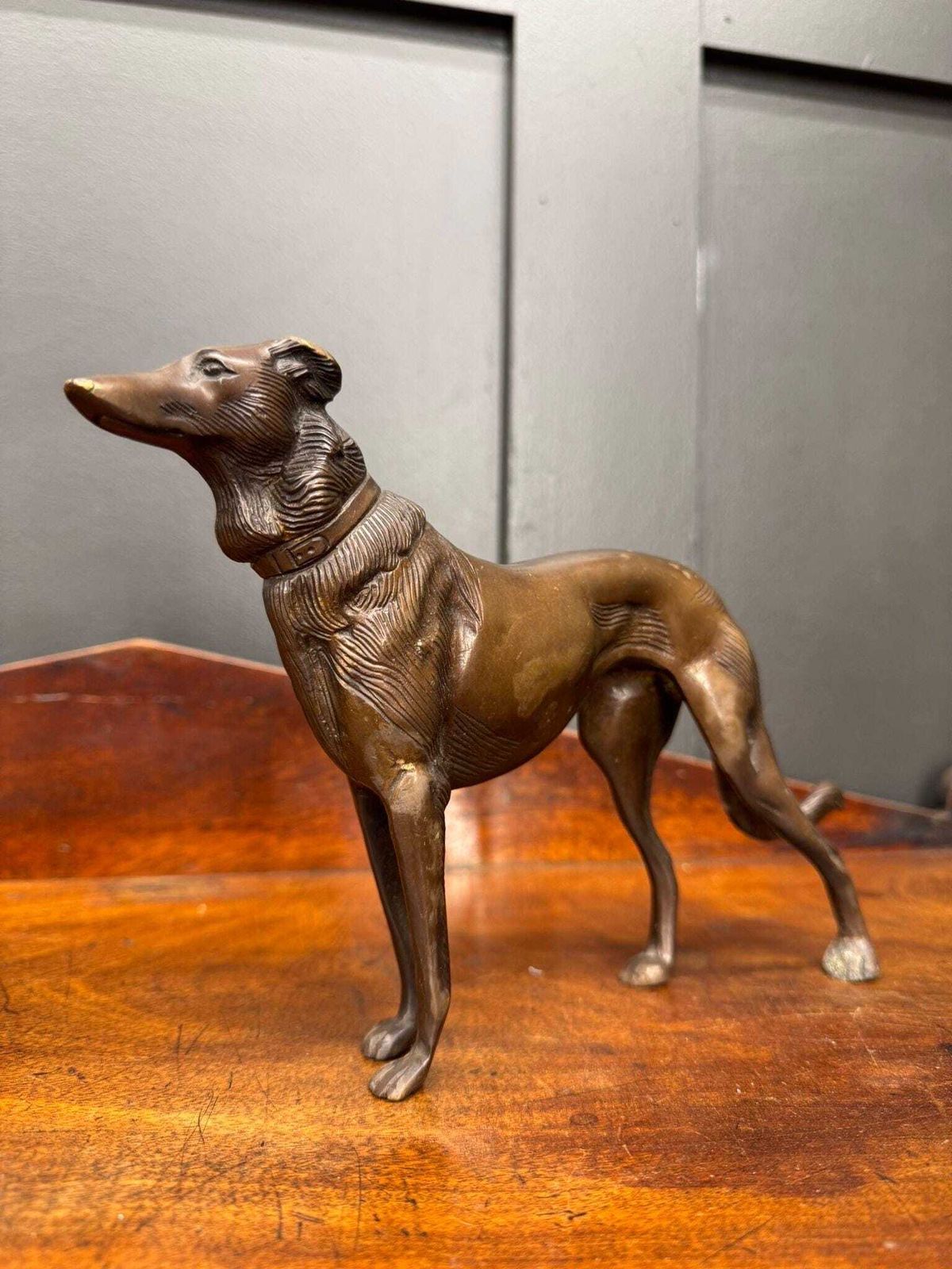 Pair Of Bronze Greyhound Figurines / Bronze Dog Ornaments / Dog Statue photo 265.0