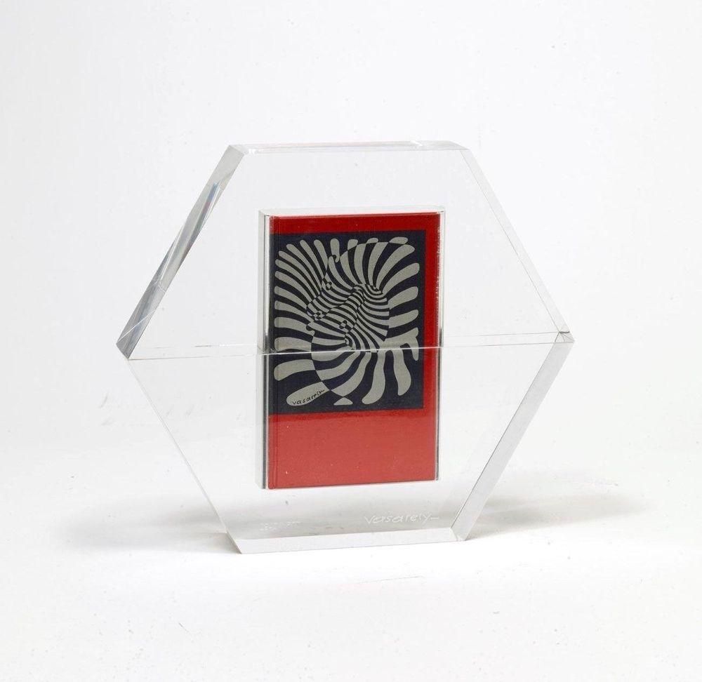 1988 Victor Vasarely Hexagone Plexiglas Sculpture photo for sale