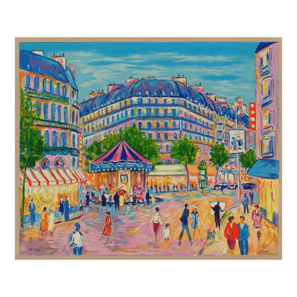 1998 Jean Claude Picot Paris, Merry Go Round In The Evening Lithograph