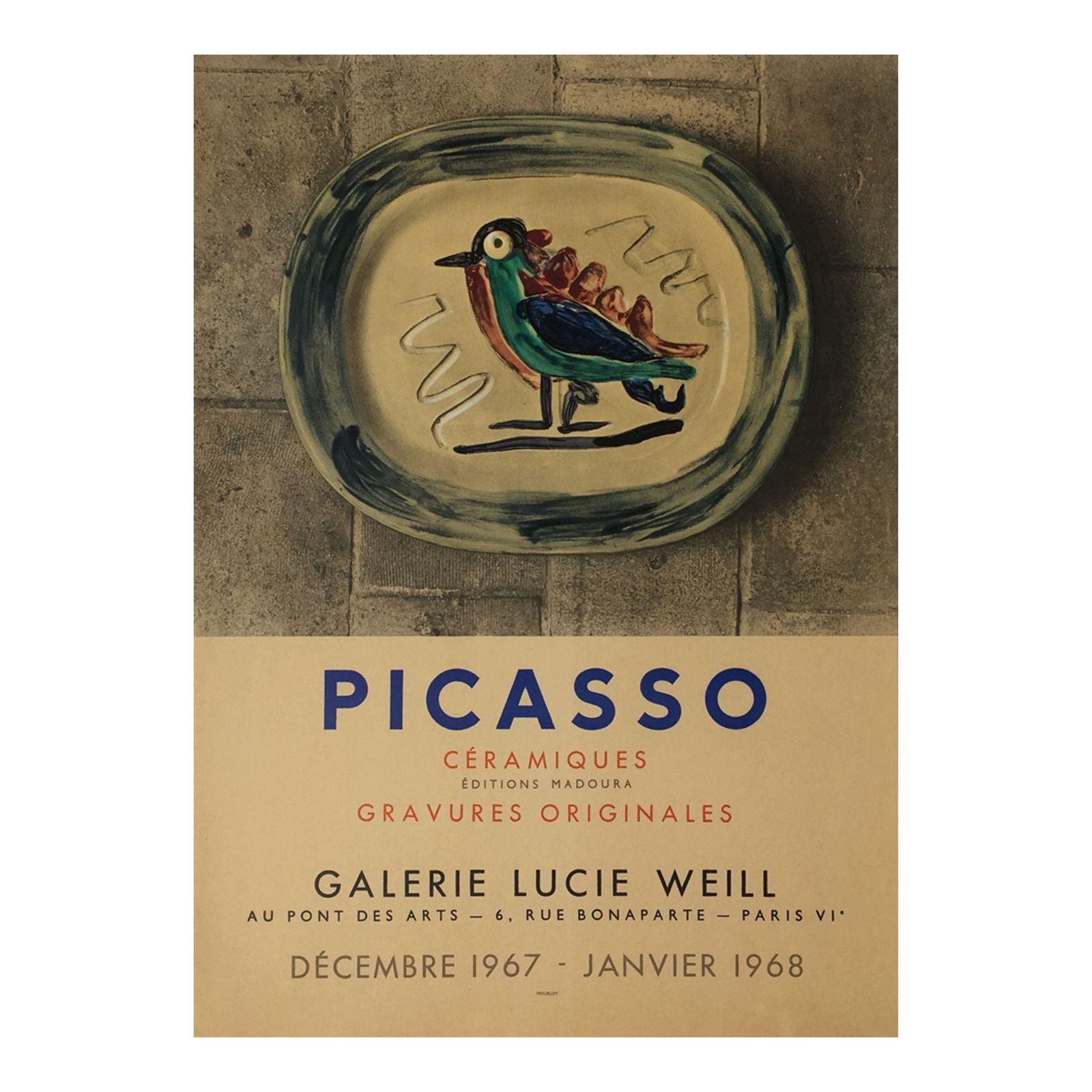1967 Pablo Picasso Lucie Weill Gallery Poster
