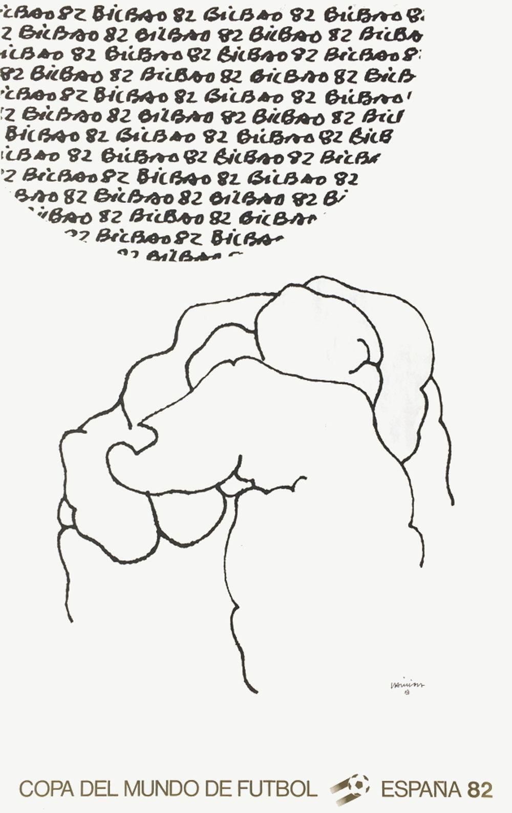1982 Eduardo Chillida World Football Cup Lithograph Poster photo furniture