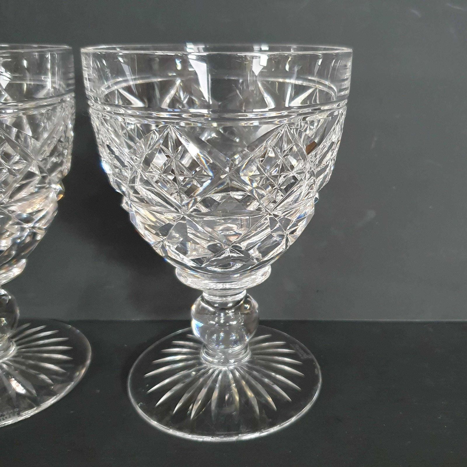 A Pair Of Vintage Stuart Crystal 6fl Oz "Waverley," 5 Inch Wine Or Water Goblets, Signed, 1980s photo 66.0
