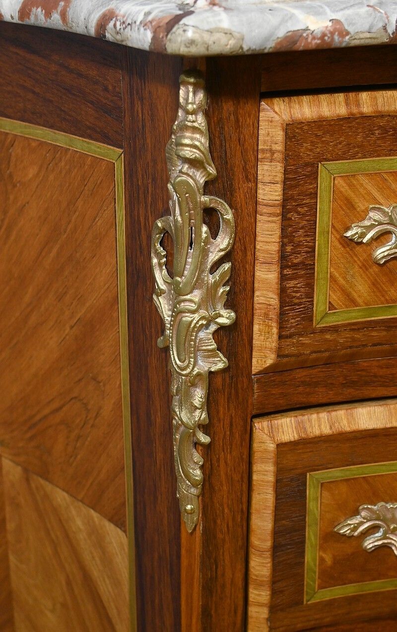 Small Marquetry Dresser, Louis XV Louis XVI Transition Style Early 20th photo vintage