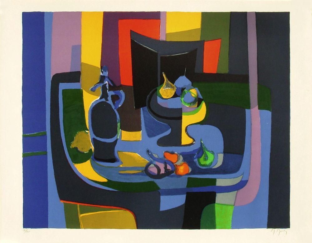1990s Marcel Mouly Nature Morte Compotier Et Siphon Lithograph photo furniture