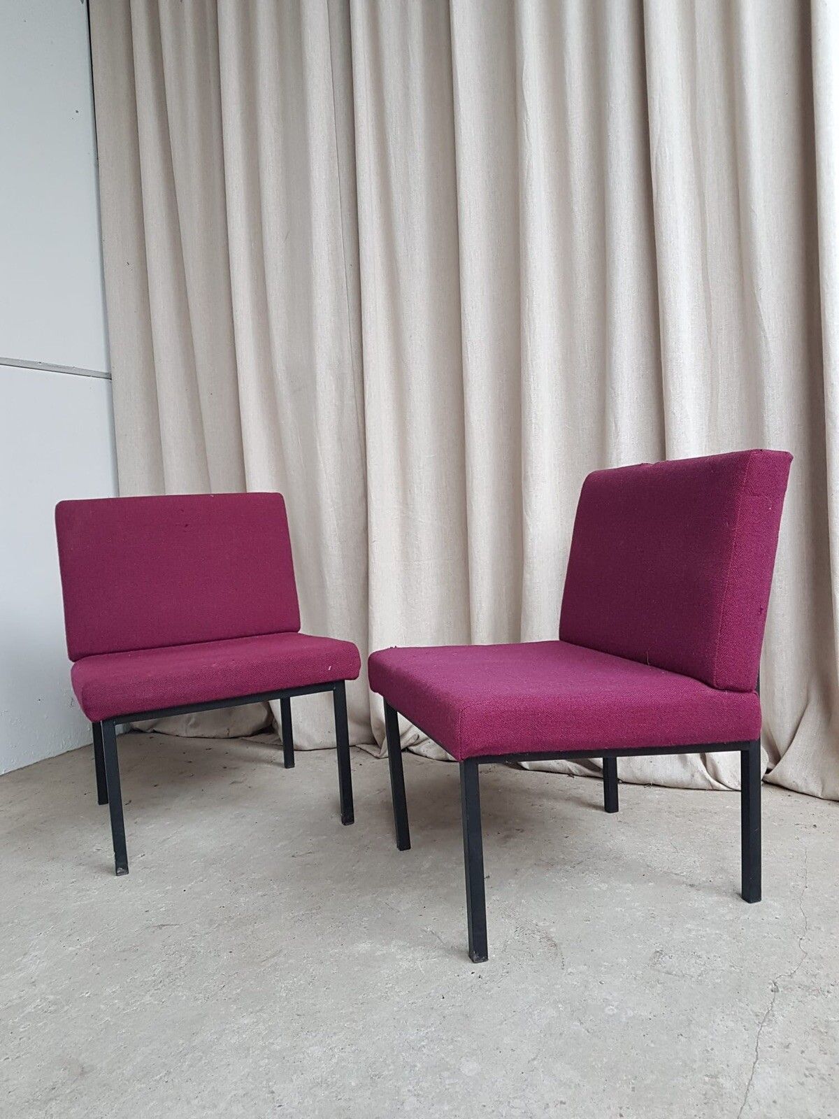 Vtg Late Mid Century Pair Set Of 2 Modernist Studio Chairs Scandi Retro R726 photo for sale