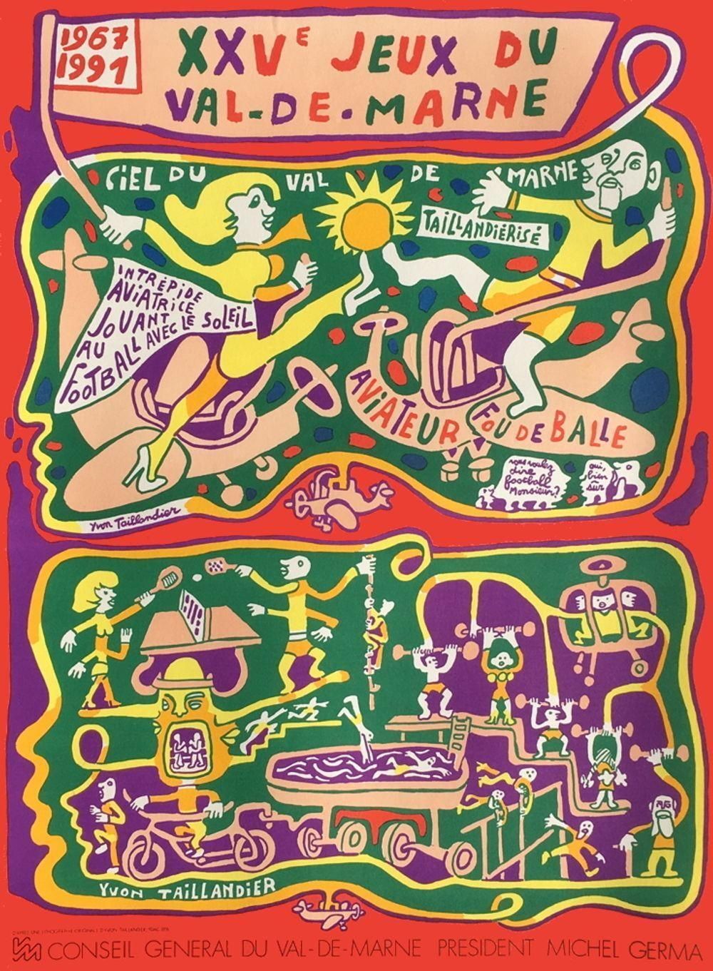 1991 Yvon Taillandier Val De Marne Games Lithograph Poster photo furniture