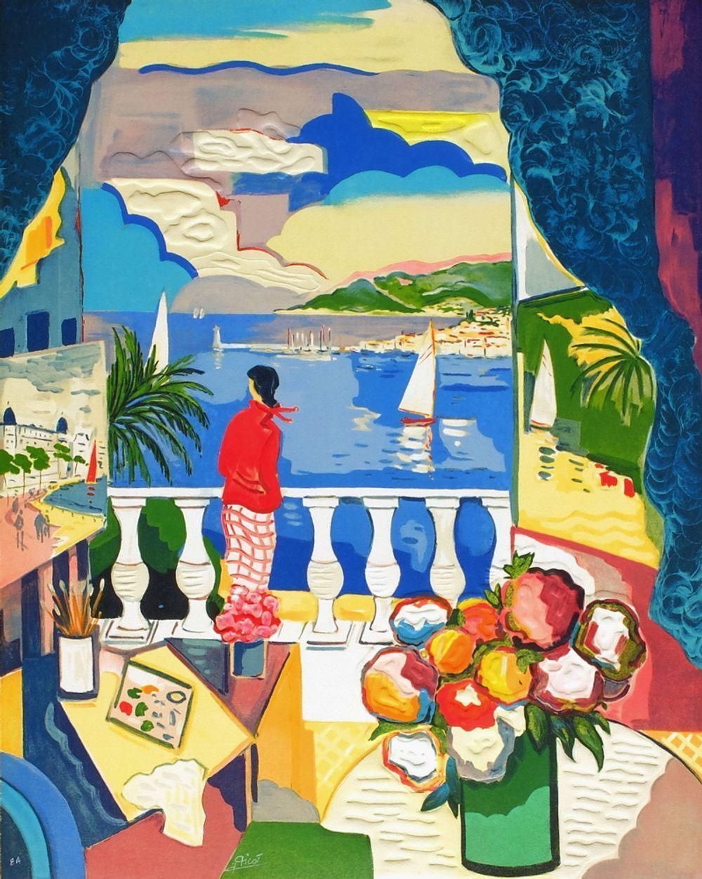 1990 Jean Claude Picot French Riviera Lithograph