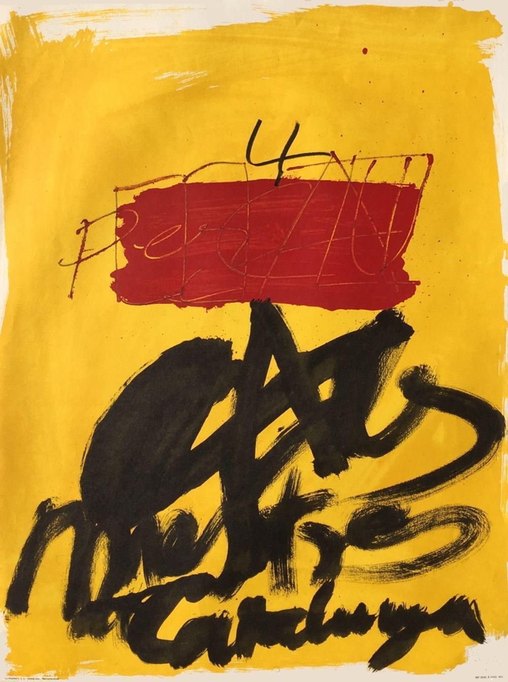 1972 Antoni Tàpies Al Mestres De Catalunya Lithograph Poster photo furniture