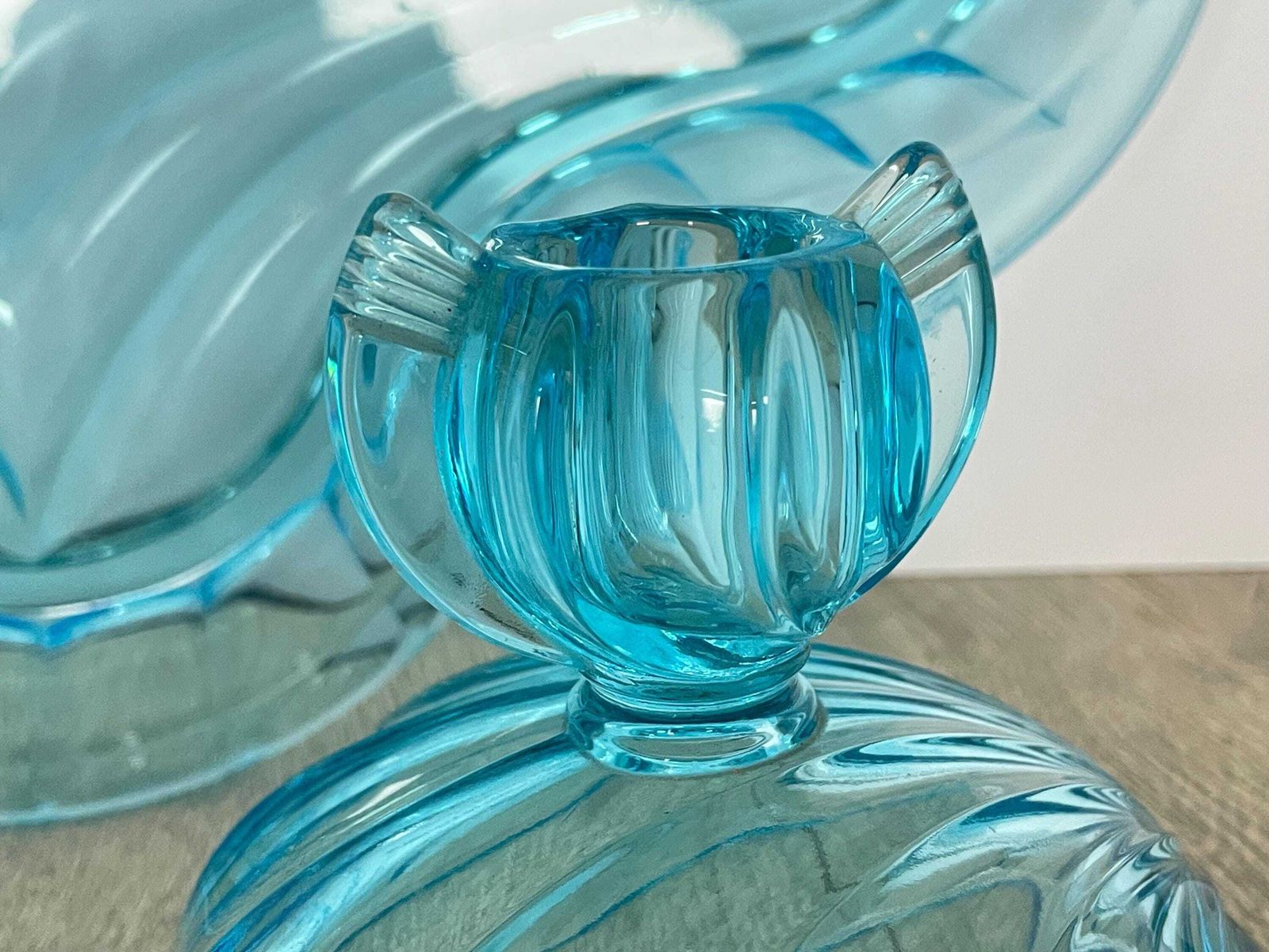 Josep Inwald Blue Glass Dressing Table Set   Tray And Candlesticks No. 11915 photo 60.0