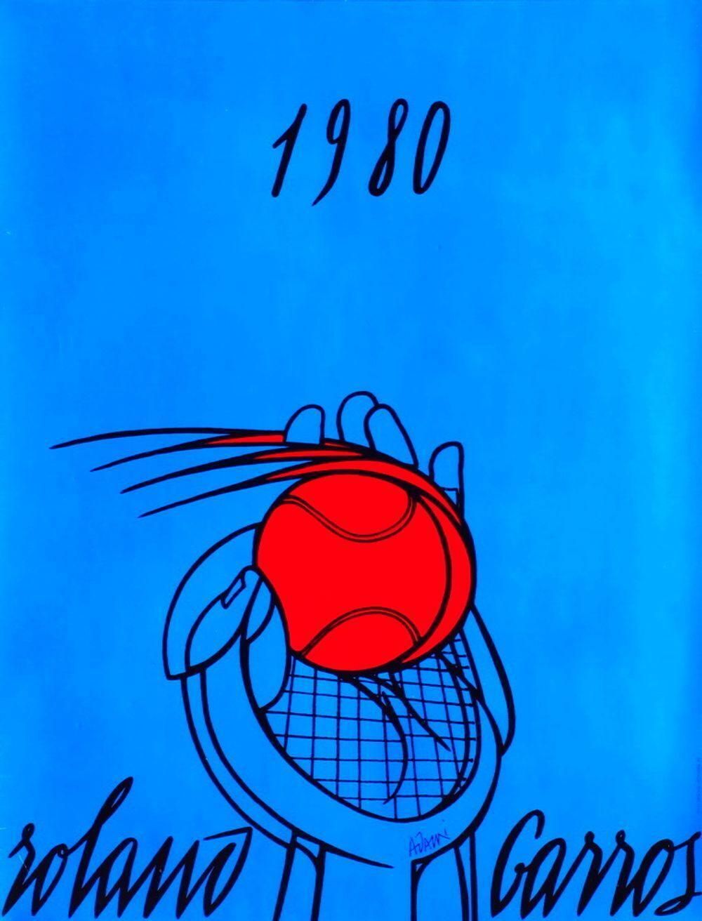 1980 Valério Adami Roland Garros Blue Poster photo furniture
