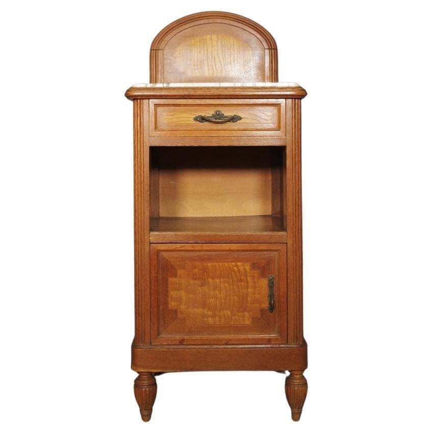 Vintage 1940s 50s Cherry & Beech Wood Nightstand With Marble Top – Italian Mid C