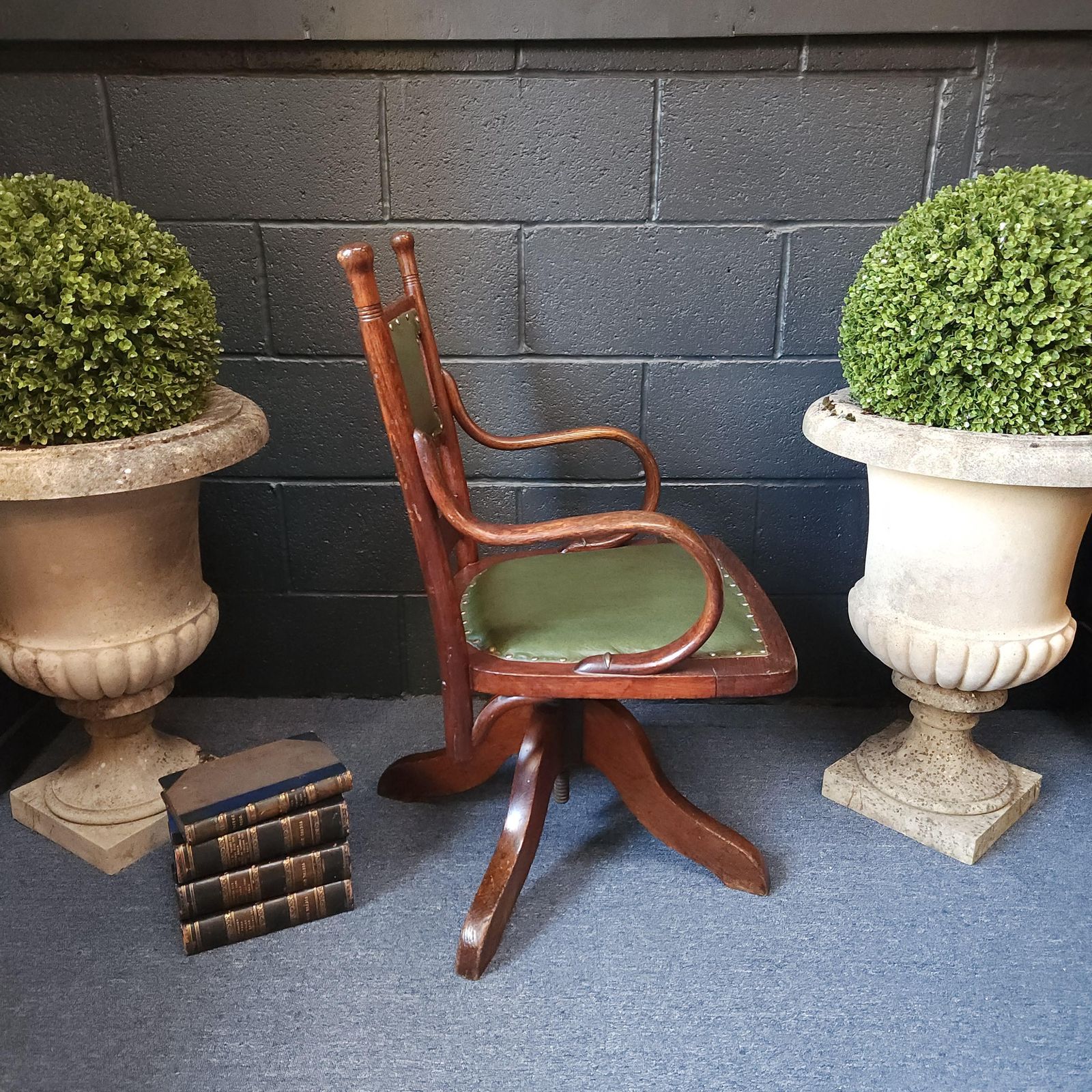 Edwardian Oak Swivel Desk Chair photo Furniture