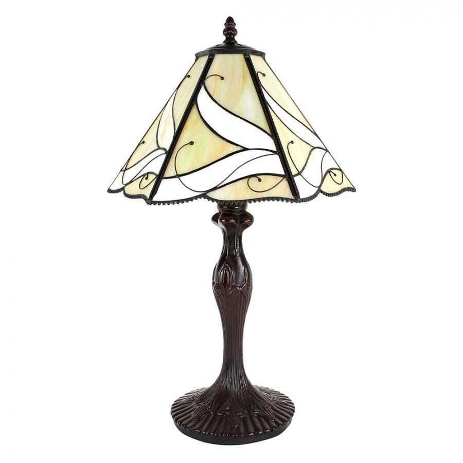Art Deco Style Tiffany Style Table Lamp – Beige Stained Glass, ø 31 X 43 Cm, Perfect Gift For Birthdays, Weddings, And Home Décor photo for sale