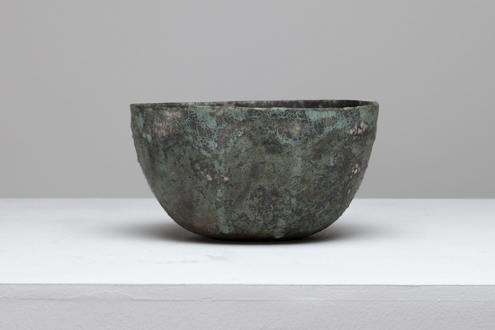 Paul Philp Green Bowl   Stoneware Sculptural Vessel