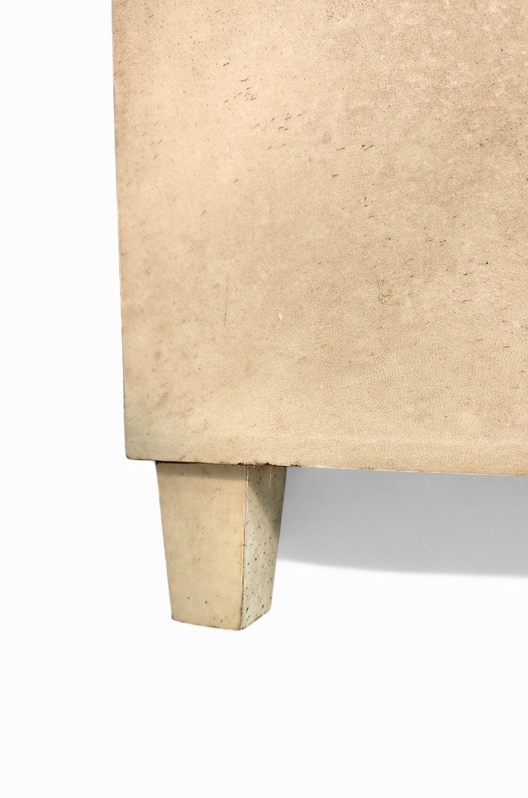 photo furniture 1940s Mid Century Modern Jen Michel Frank Style Parchment Covered Wood Cabinet By Comte S.A., Argentina
