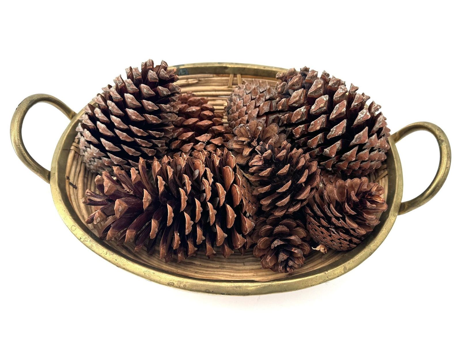 photo vinterior An Italian 1970s Gabriella Crespi Style Woven Bamboo And Brass Two Handled Basket