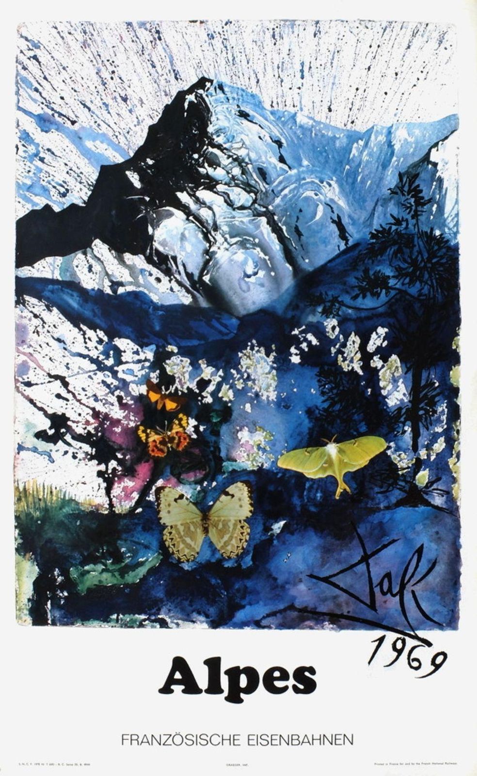 1969 Salvador Dali Alpes Poster (Small German Version) photo for sale