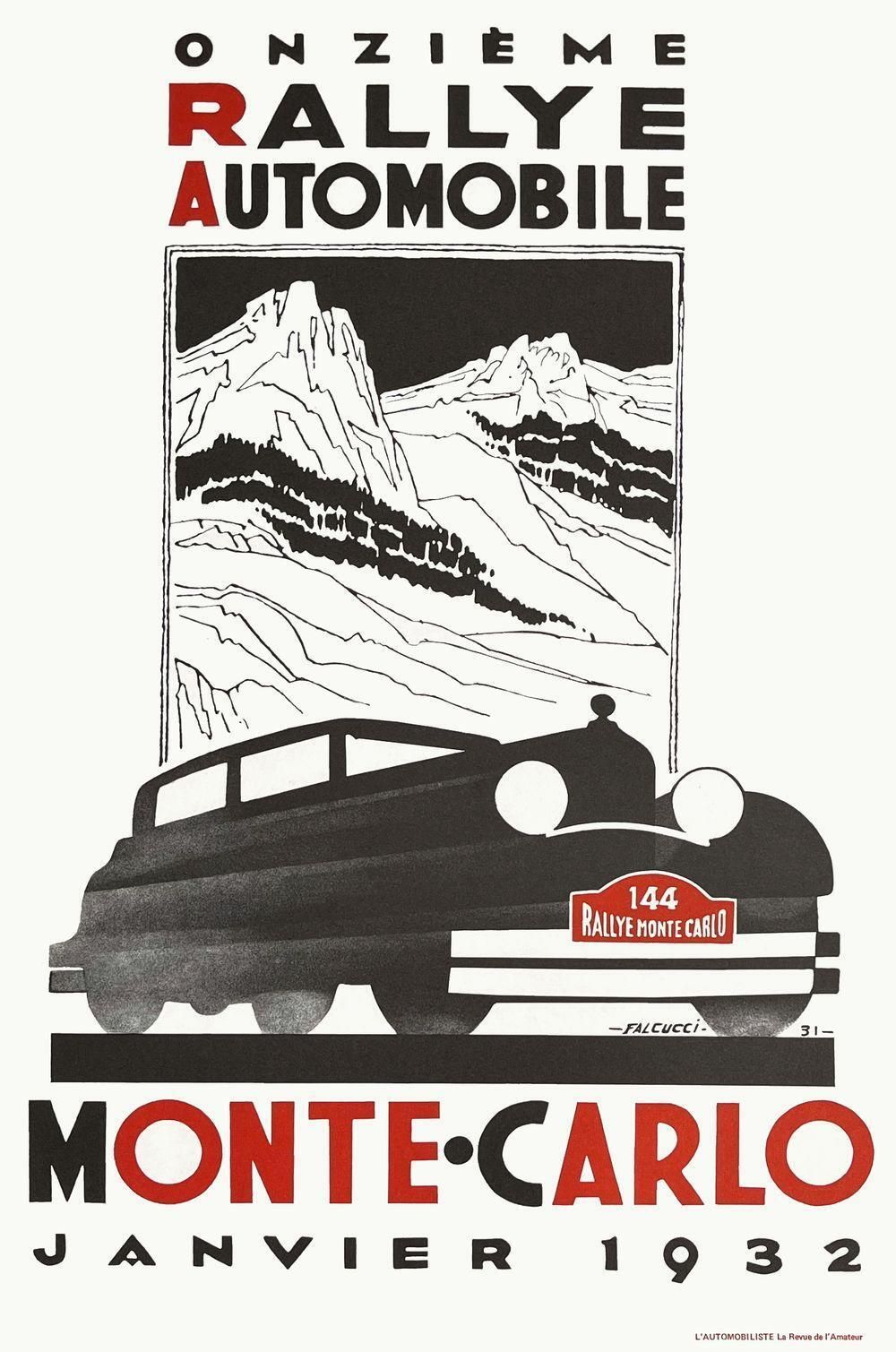1932 Monte Carlo Rally Poster By Robert Falcucci 1980s Reissue