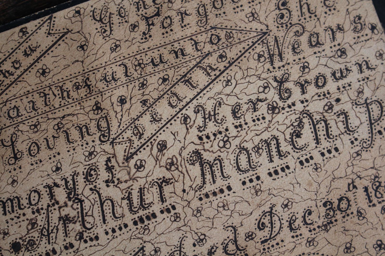 Late 19th C Memento Mori Calligraphy In Memory Of Maria Arthur Manchip Died 1899 photo 509.0