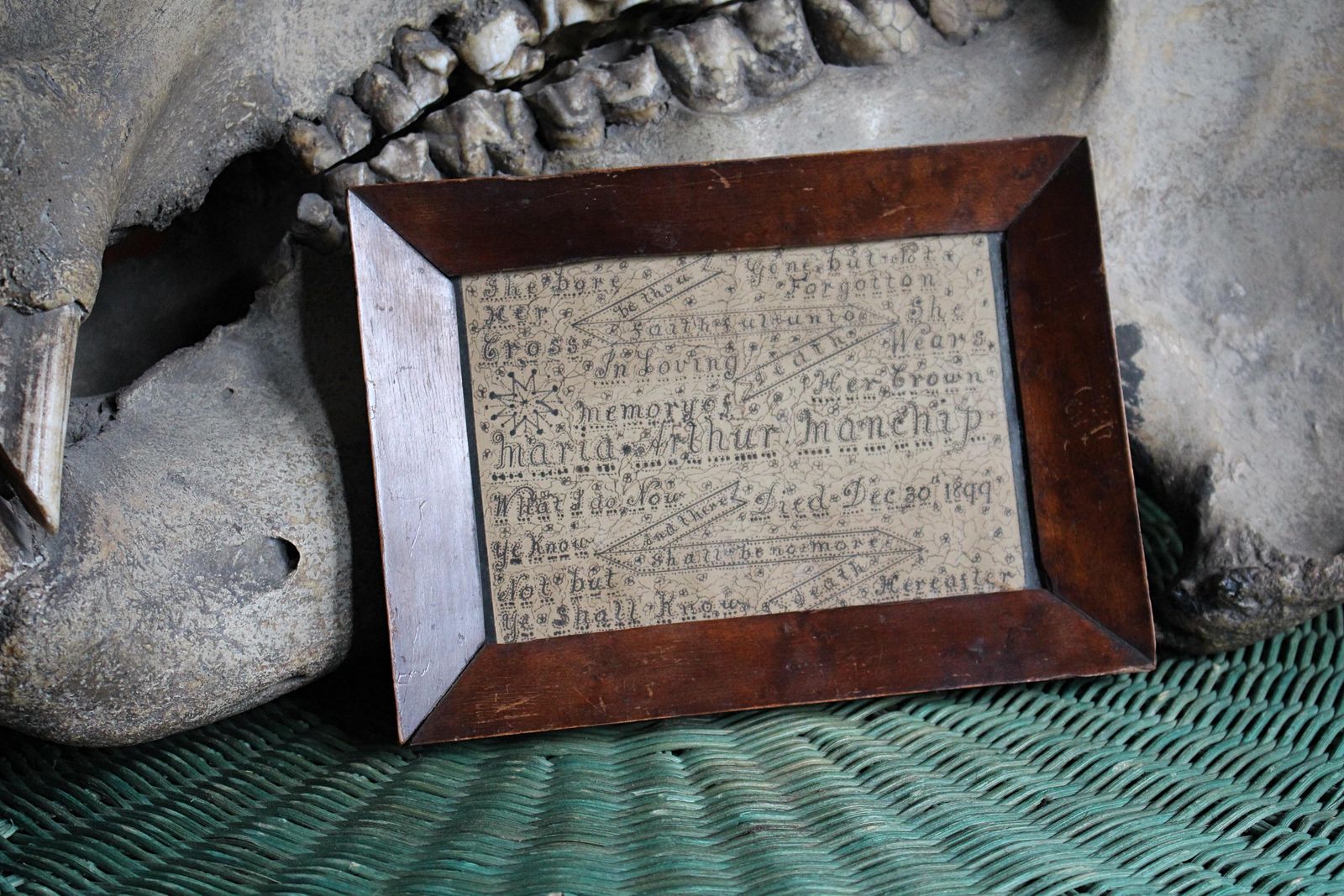 Late 19th C Memento Mori Calligraphy In Memory Of Maria Arthur Manchip Died 1899 photo vintage
