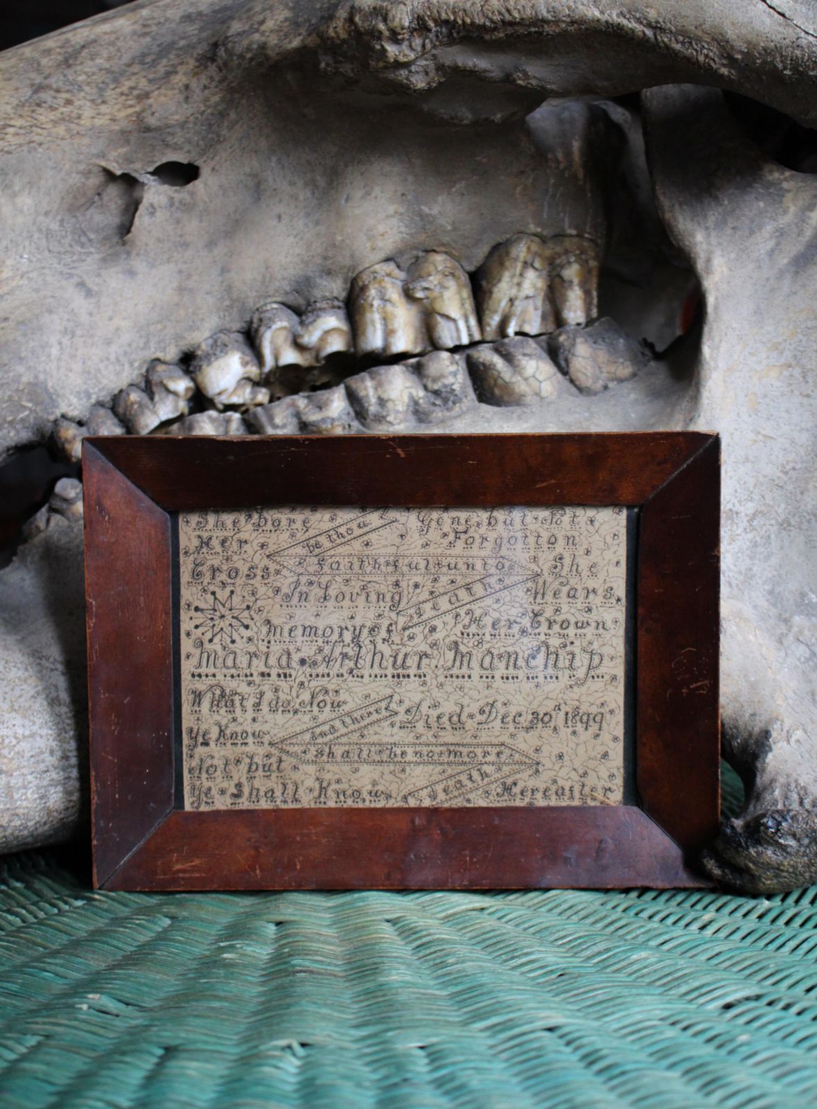 photo furniture Late 19th C Memento Mori Calligraphy In Memory Of Maria Arthur Manchip Died 1899