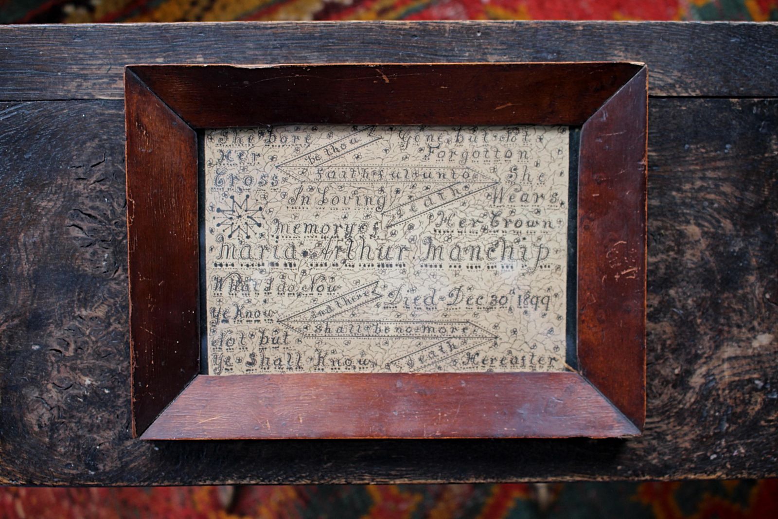 509.0 Late 19th C Memento Mori Calligraphy In Memory Of Maria Arthur Manchip Died 1899 photo
