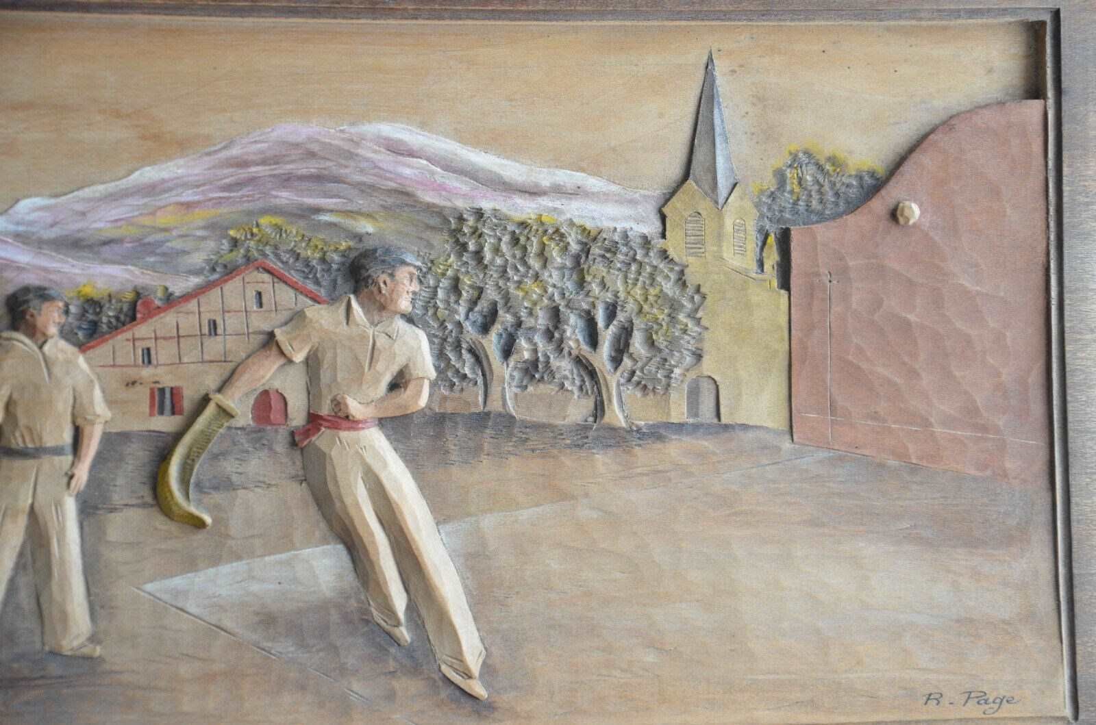 Mid Century Carved 'Bas Relief' Of A Pelota Game From The Spanish Basque Country photo furniture
