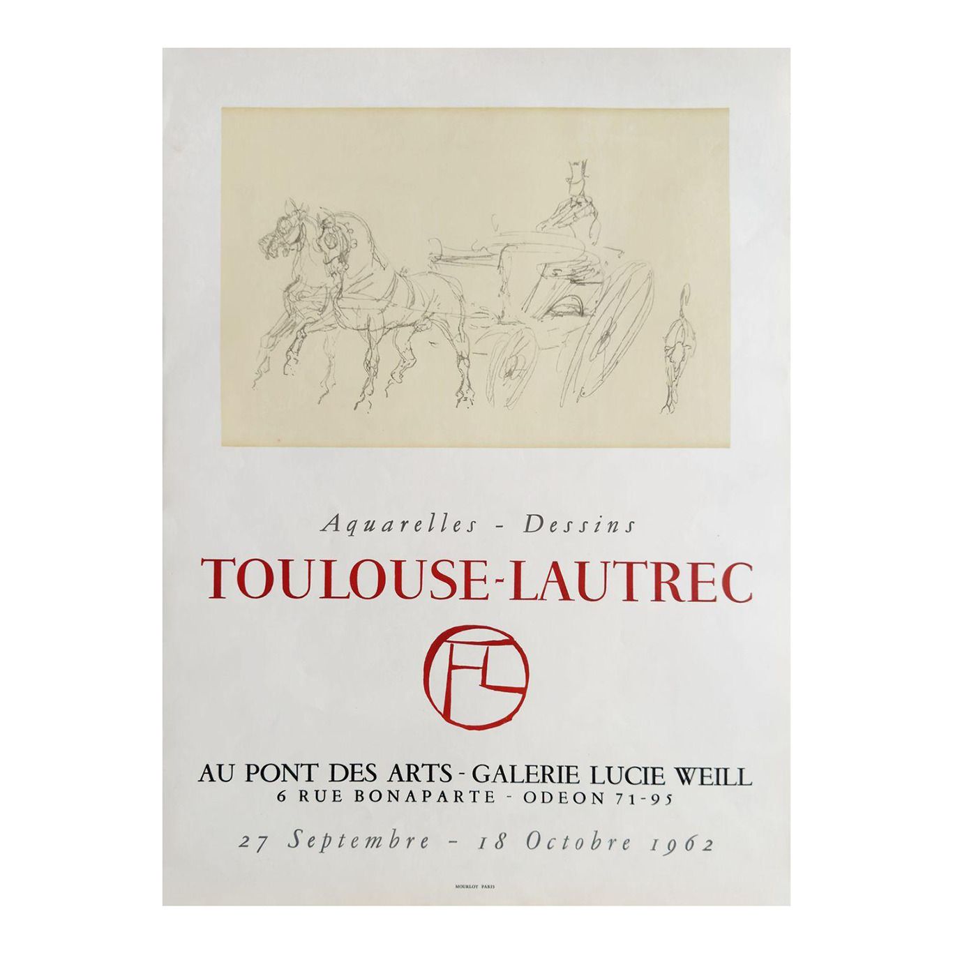 1962 Henri Toulouse Lautrec Lucie Weill Gallery Lithograph Poster