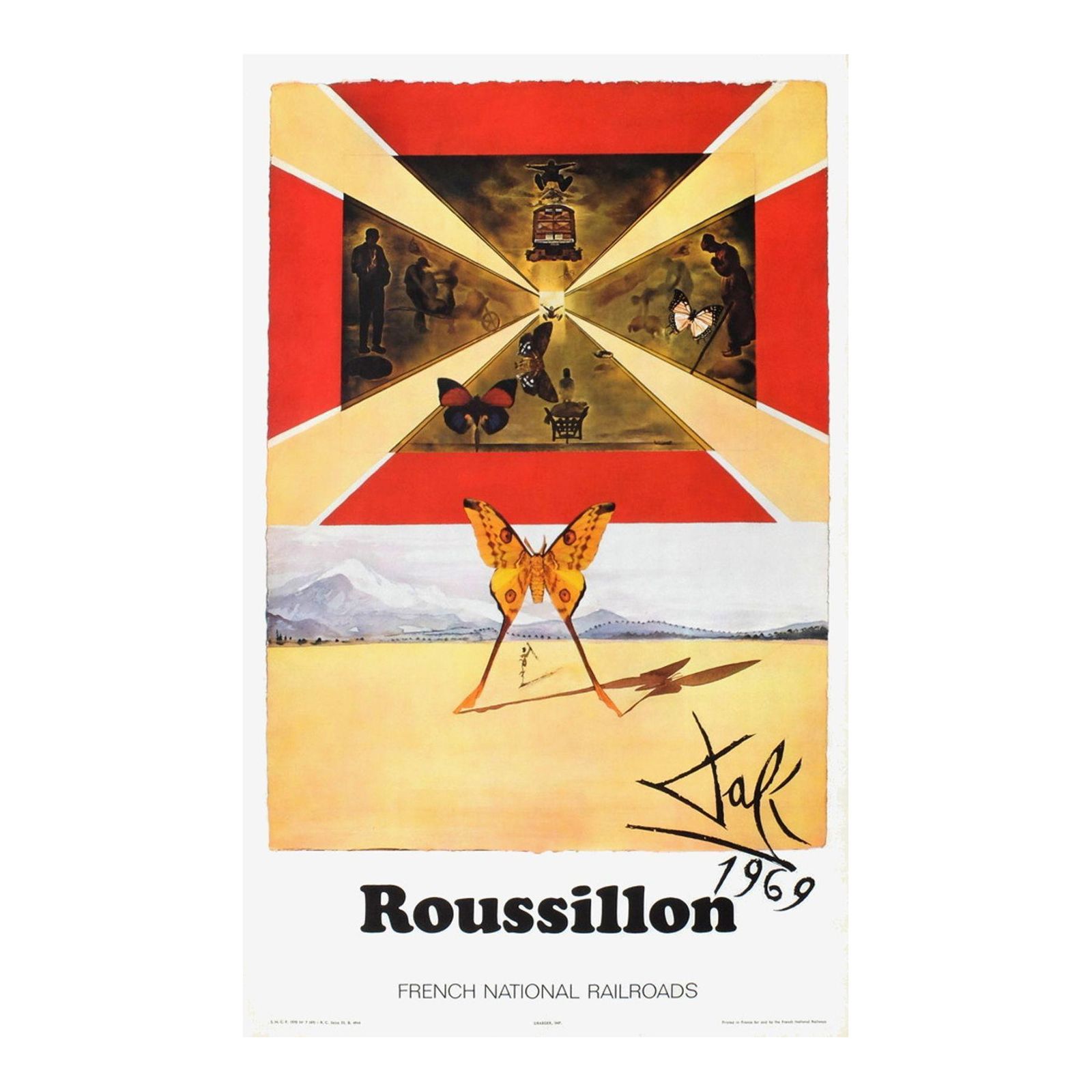 1969 Salvador Dali Sncf, French National Railroads : Roussillon Small Poster