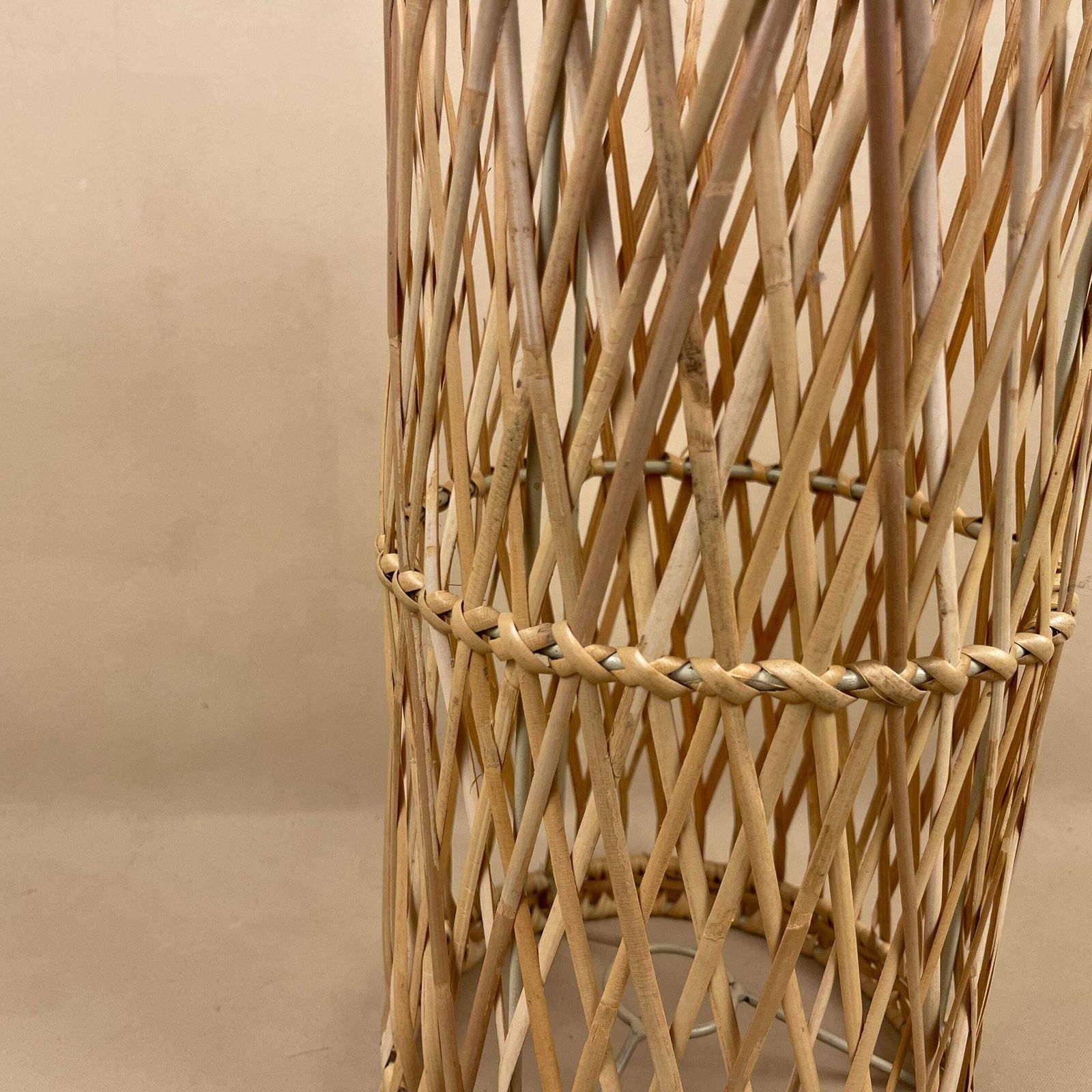 Vintage Bamboo Ceiling Light Shade Lampshade Cylinder Wicker Woven Retro photo buy