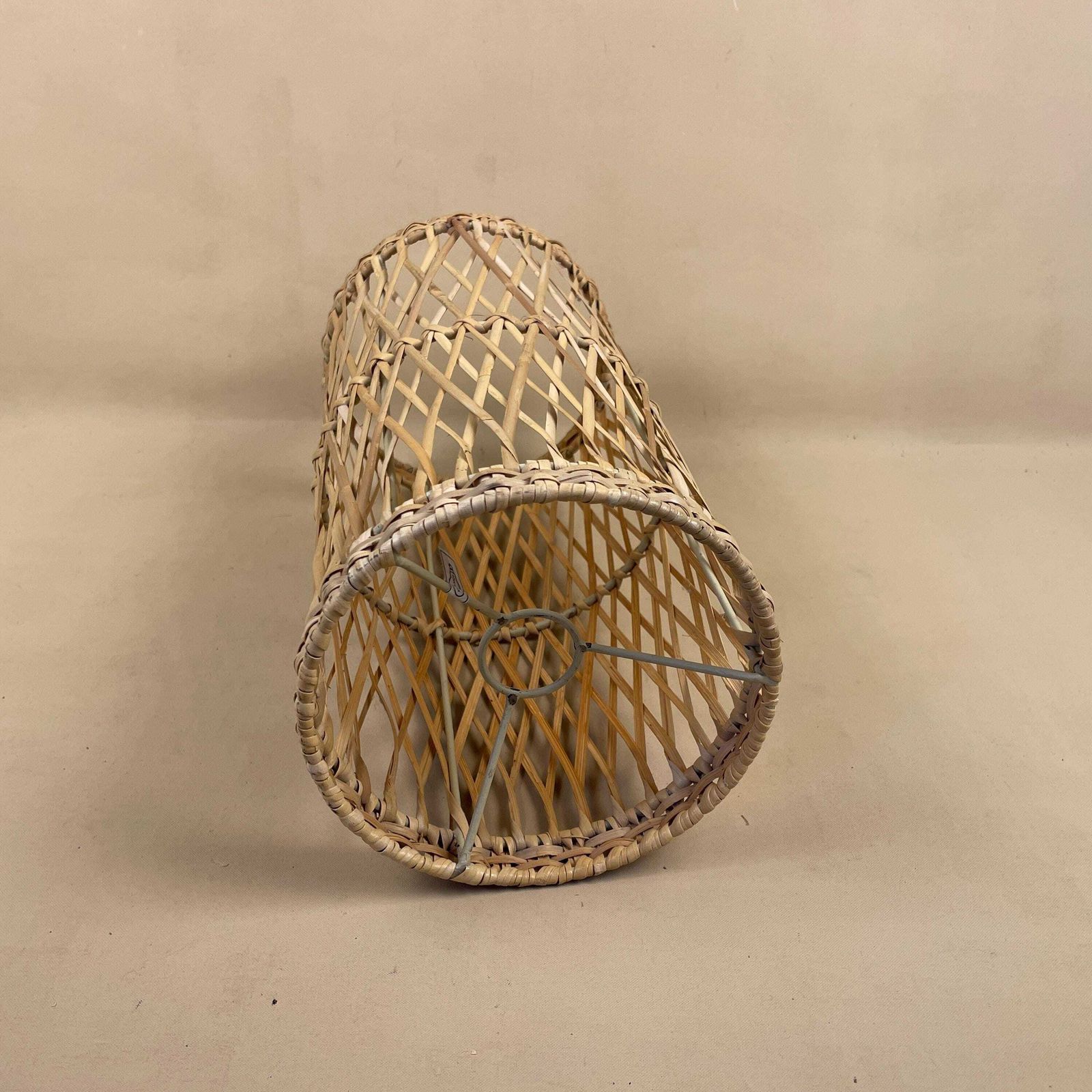 Vintage Bamboo Ceiling Light Shade Lampshade Cylinder Wicker Woven Retro photo vintage