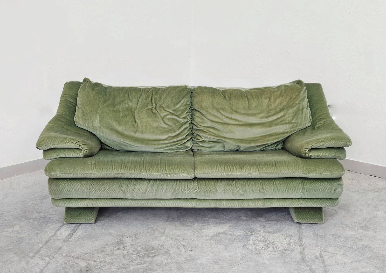 Postmodern Mint Green Sofa In Style Of Vico Magistretti // Made In Italy In 1980s photo 2800.0