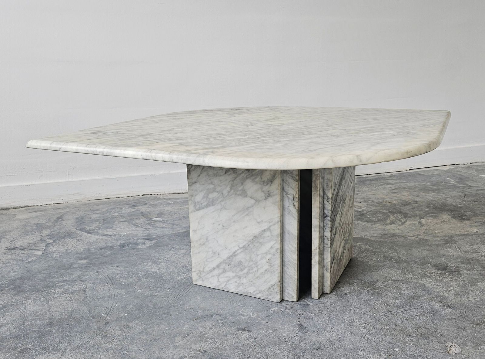 Postmodern Cat Eye Coffee Table Done In White Carrara Marble In Style Of Roche Bobois // Made In Italy In 1980s photo 2400.0