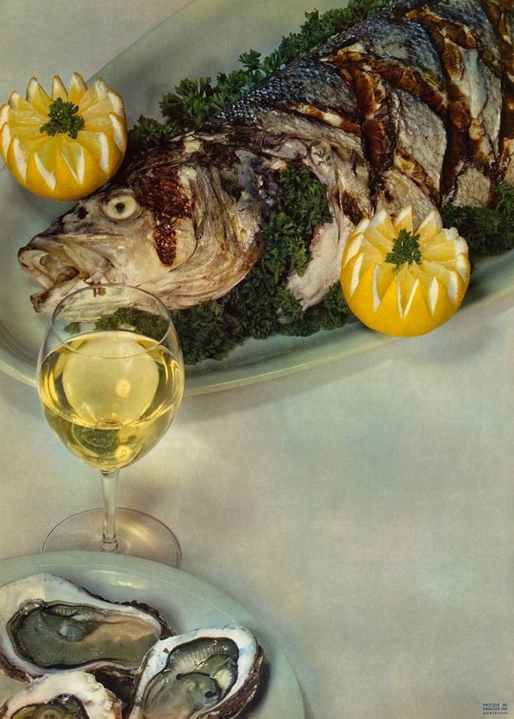 1960s French Fish And Oyster Advertising Poster photo furniture