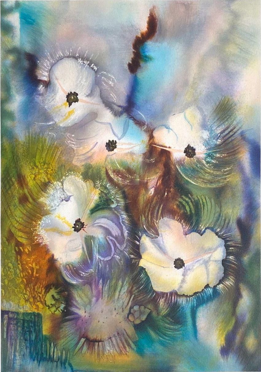 2000 "Psychic Flowers" Lithograph By Michèle Curinier