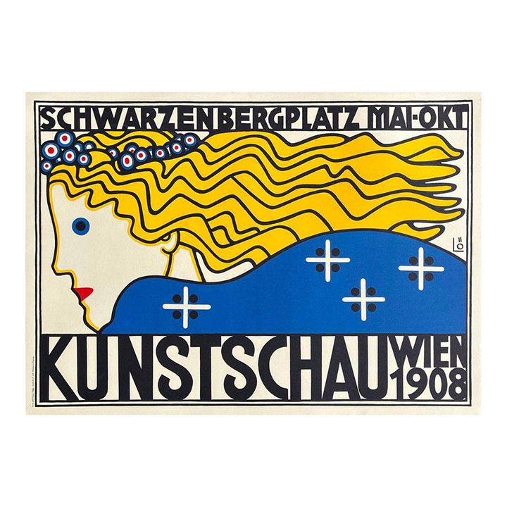 1908 Bertold Löffler Kunstschau Wien 1986 Lithograph Poster Reissue