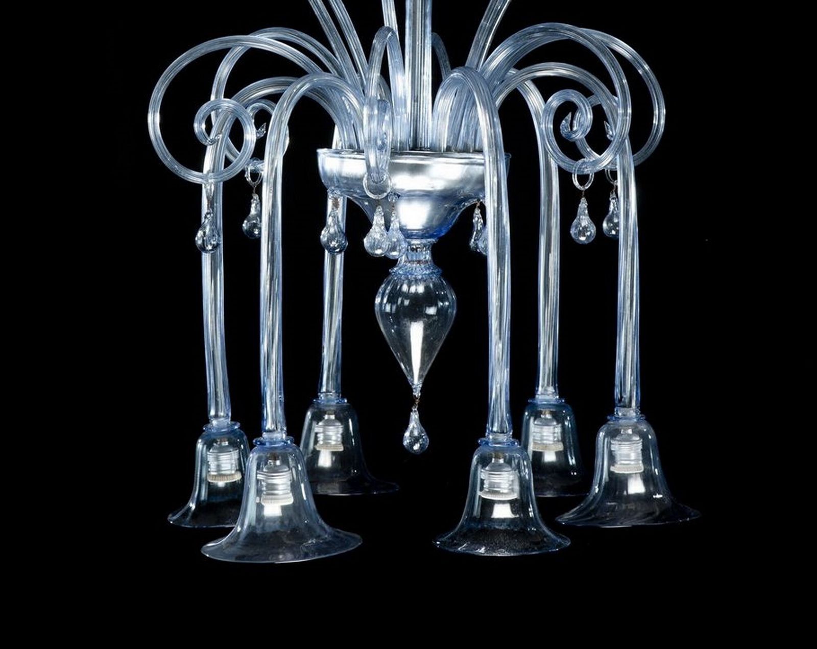 Italian Art Deco, Blown Blue Glass Chandelier By Rioda, 1910 1915 photo Lighting