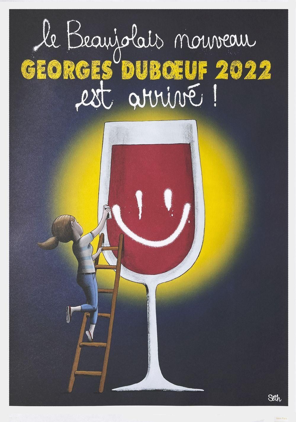 2022 Seth Globe Painter Le Beaujolais Nouveau Est Arrivé Wine Poster photo furniture