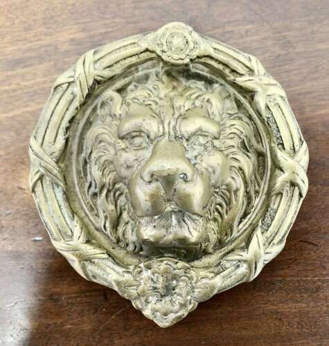 Heavy Gothic Lion’s Mask Brass Door Knocker photo Home Fixtures